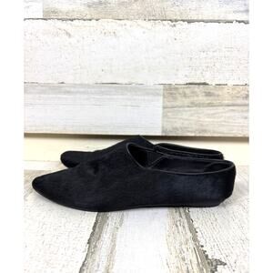 Taryn Rose Womens 7 Black Calf Fur Slip-On Ballet Flats Pointed Toe Loafers